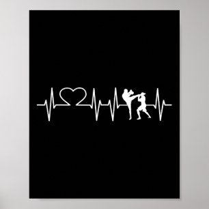 Hjärtslag Kickboxing Shirt Kick Boxing Karate Tee Poster