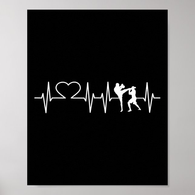 Hjärtslag Kickboxing Shirt Kick Boxing Karate Tee Poster (Framsidan)