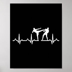 Hjärtslag Kickboxing Shirt Kick Boxing Karate Tee Poster