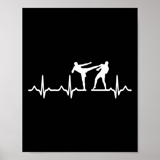 Hjärtslag Kickboxing Shirt Kick Boxing Karate Tee Poster (Framsidan)