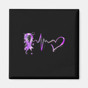 Hjärtslag Lila Ribbon Pancreatic Cancer Awarenes Magnet