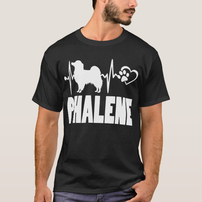 Hjärtslag – Papillon - Hund Bästa Vän T Shirt (Framsida)
