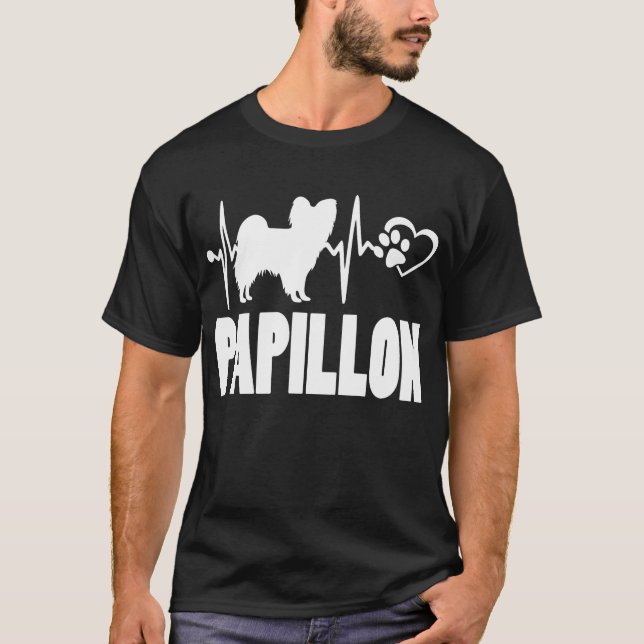 Hjärtslag - Papillon - Hund bästa vän T Shirt (Framsida)