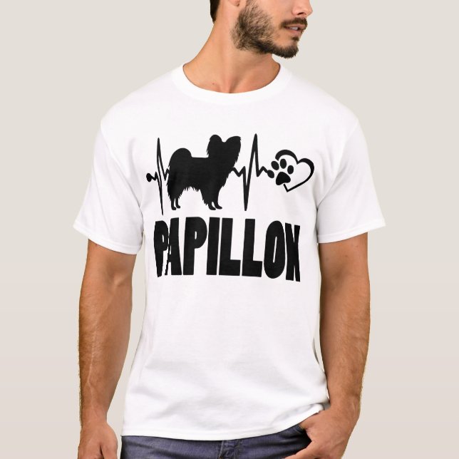 Hjärtslag - Papillon - Hund bästa vän T Shirt (Framsida)