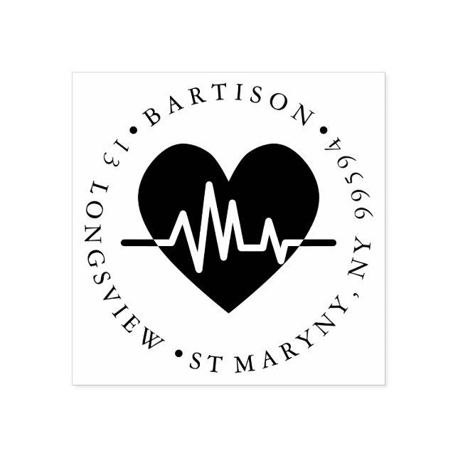 Hjärtslag Sjuksköterska med ROUND RETURADRESS Stämpel (Tryck)