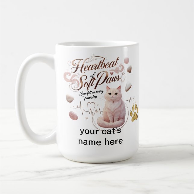 Hjärtslag Soft Tassar - Personlig Cat Mugg (Vänster)