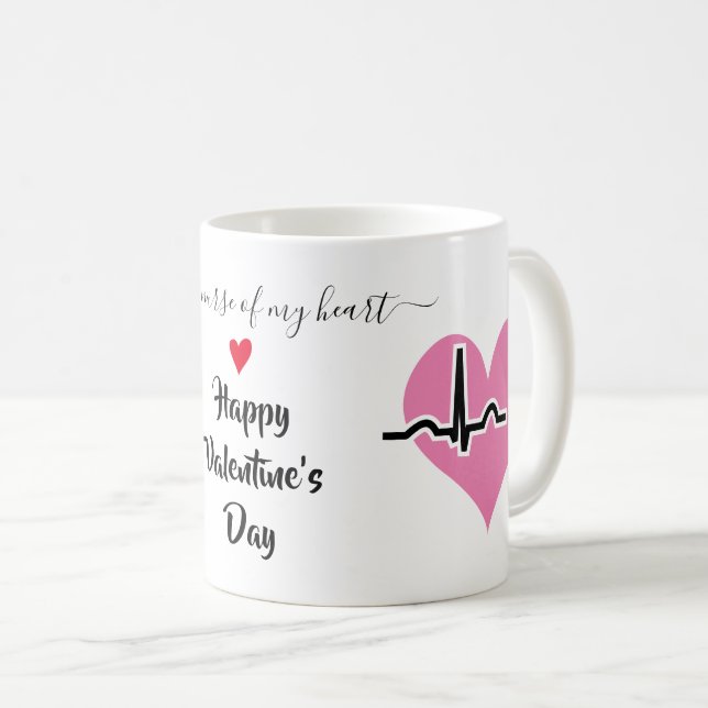 Hjärtslag vid rosa av Nurse Valentines day Kaffemugg (Framsida höger)