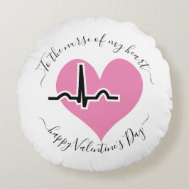 Hjärtslag vid rosa av Nurse Valentines day Rund Kudde