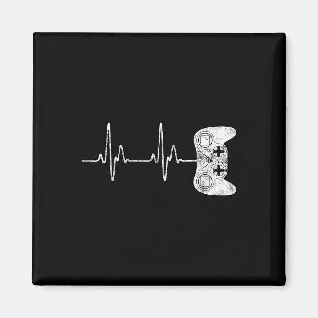 Hjärtslag Video Game Älskare Shirt Magnet (Framsidan)