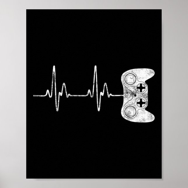 Hjärtslag Video Game Älskare Shirt Poster (Framsidan)