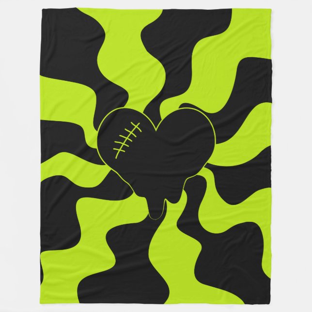 Hjärtsmält - limgrön fleecefilt (Framsidan)