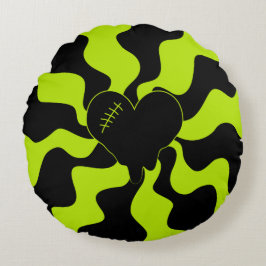 Hjärtsmält - limgrön rund kudde