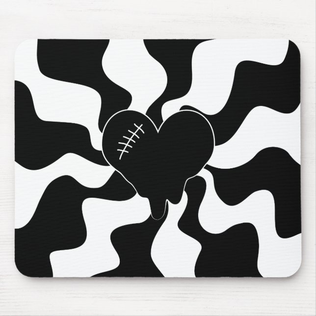 Hjärtsmältning i svartvitt musmatta (Framsidan)