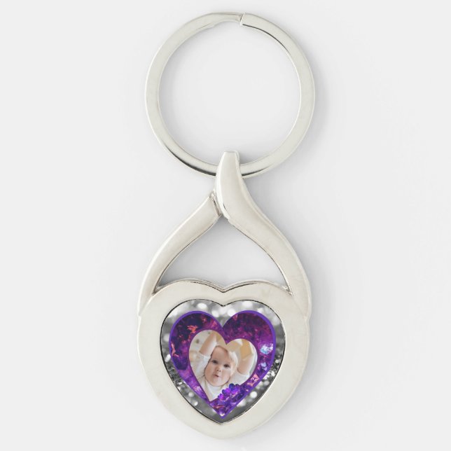Hjärtsmycken foto  twisted heart silverfärgad nyckelring (Framsidan)