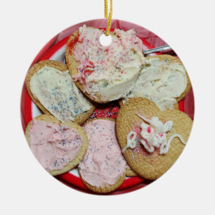 Hjärtsockerkakor, Personlig jul Julgransprydnad Keramik