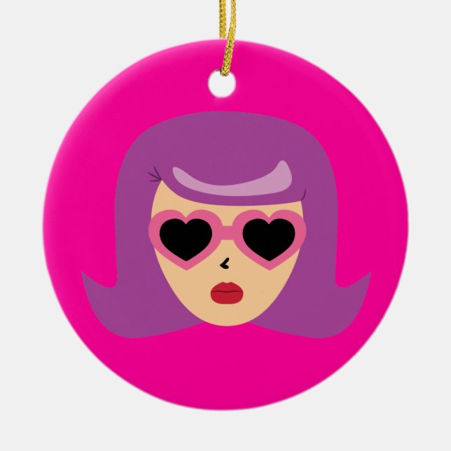 Hjärtsolglasögon Julgransprydnad Keramik (Framsidan)