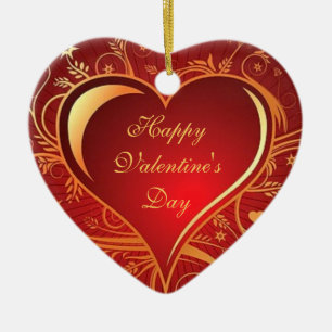 HJÄRTSORDNINGAR FÖR VALENTINES DAY - UNIKA HJÄLP JULGRANSPRYDNAD KERAMIK