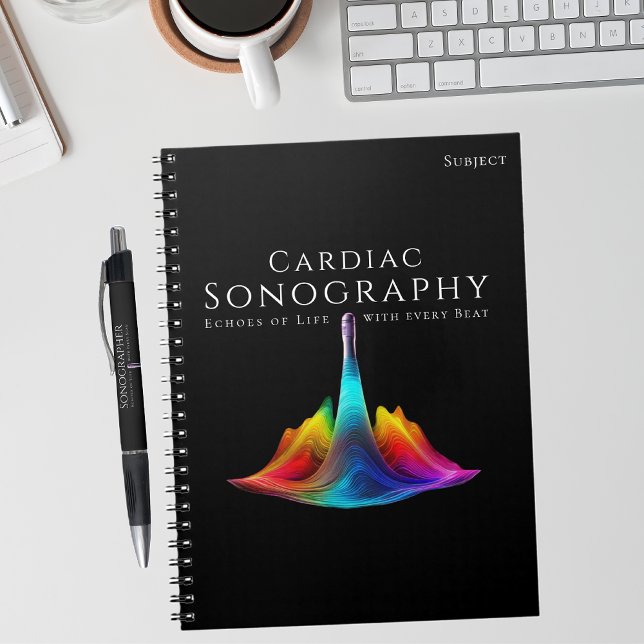 Hjärtsortopfärgad ultraljudsundersökning Vinkar Anteckningsbok (Cardiac Sonographer-Colorful Ultrasound Waves Notebook)