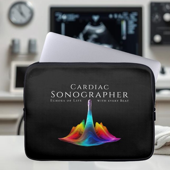 Hjärtsortopfärgad ultraljudsundersökning Vinkar Laptop Fodral (Cardiac Sonographer-Colorful Ultrasound Waves Laptop Sleeve)