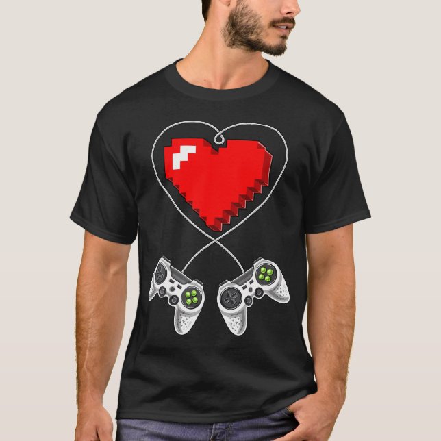 Hjärtspelaren för alla hjärtans dag-videospelaren t shirt (Framsida)