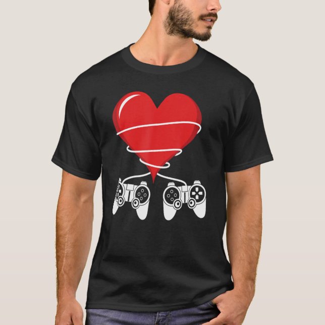 Hjärtspelaren på Alla hjärtans dag Video Game Cont T Shirt (Framsida)