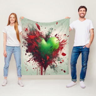 Hjärtsprängning av brant Grönt Fleecefilt