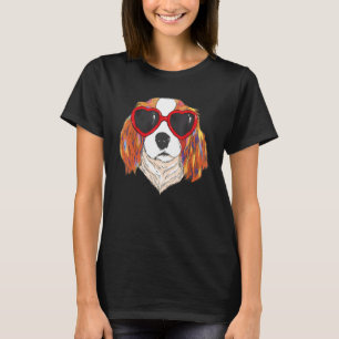 Hjärtssolglasögon Kärlek Cute Hund Cavalier Kung C T Shirt