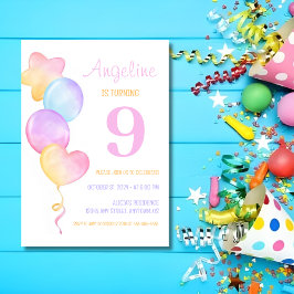 Hjärtsstjärnans färgade ballong Barns födelsedag Inbjudningar