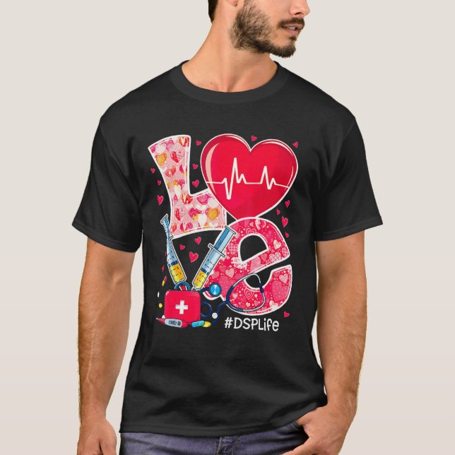Hjärtstetoscope Cute Kärlek Sjuksköterskor Valenti T Shirt (Framsida)