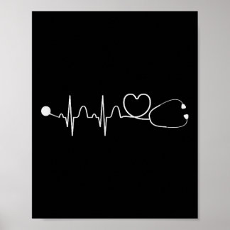 Hjärtstetoscope Nursery Heartslag Gift Nurse Poster