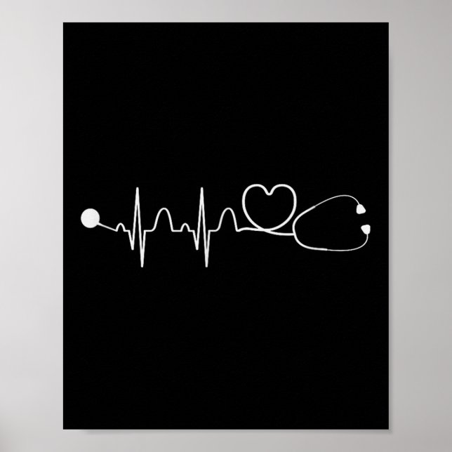 Hjärtstetoscope Nursery Heartslag Gift Nurse Poster (Framsidan)