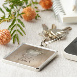 Hjärtstimulans, Religiösa, Grunge Fyrkantig Silverfärgad Nyckelring