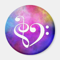 Hjärtstöd för Lila Nebula Rensning Bass Clef Heart