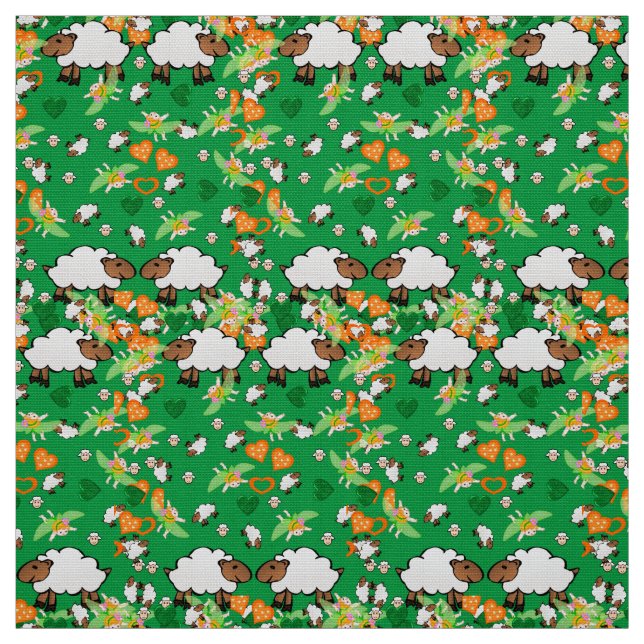 Hjärtstruktur för Grönt av fårBlommigt Tyg (Provkarta)