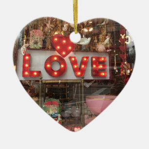 Hjärttecken för kärlek NYC Valentines Day Store Wi Julgransprydnad Keramik