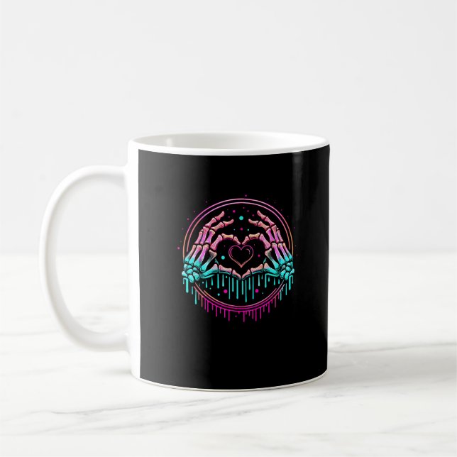 Hjärttecken Skeleton Hand - Spooky Skeleton Hallow Kaffemugg (Vänster)