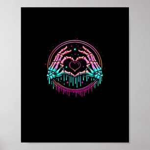 Hjärttecken Skeleton Hand - Spooky Skeleton Hallow Poster