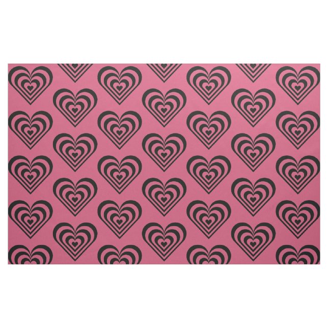 Hjärttema Shock rosa Skriv ut struktur Tyg (Fat Quarter)