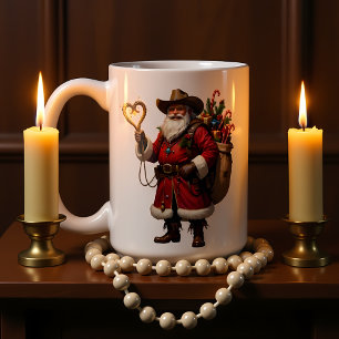 Hjärttjuring cowboy jultomte kaffemugg