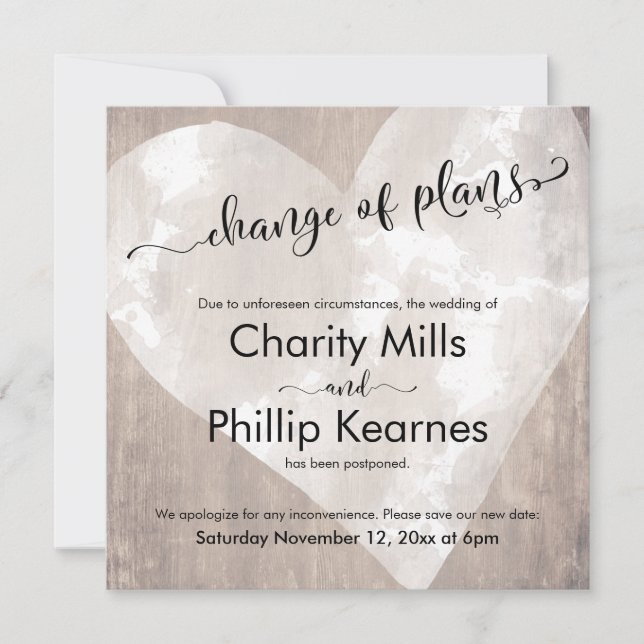 Hjärtträd uppskjuten ändring av plankort i Bröllop (Framsida)