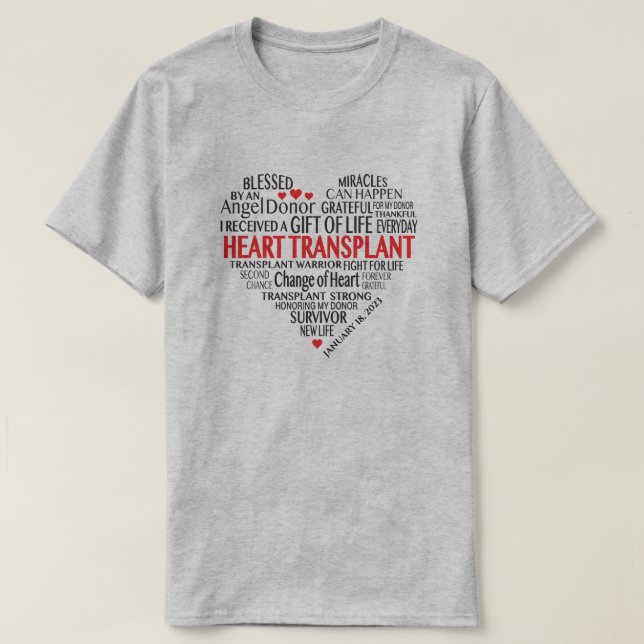 Hjärttransplant Survivor Ord Anpassade T Shirt (Design framsida)