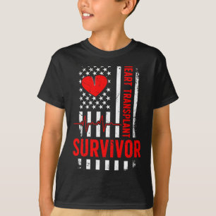 Hjärttransplantation överlevande oss flagga hjärtt t shirt