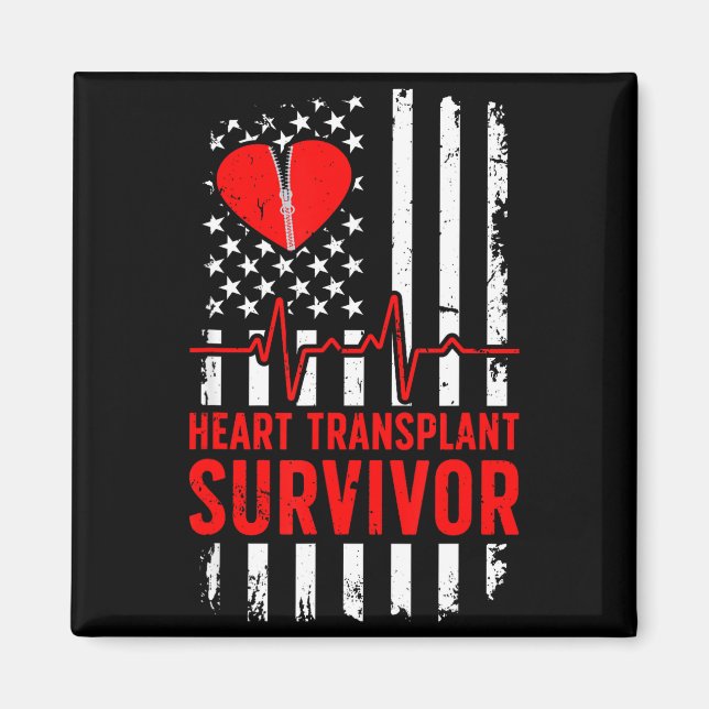 Hjärttransplantationsöverlevande amerikansk flagga magnet (Framsidan)