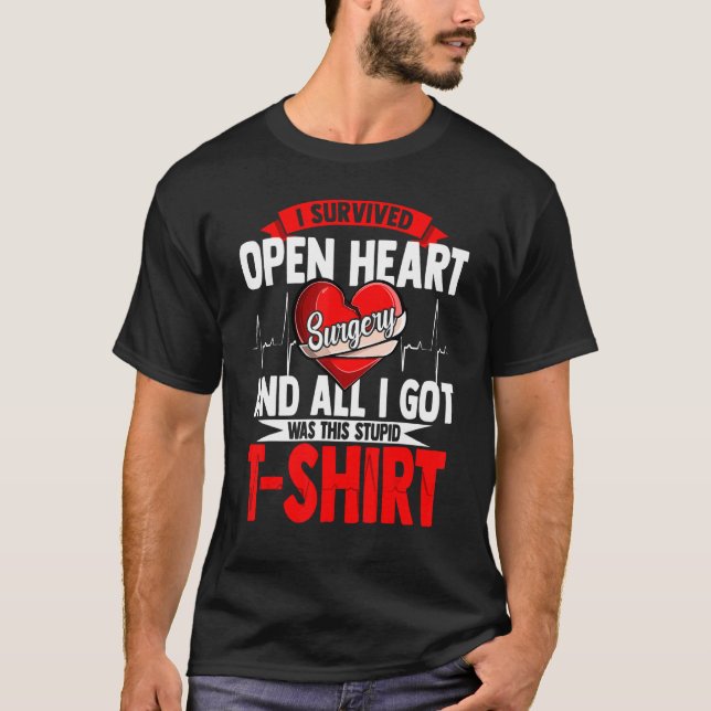 Hjärttransplantationsöverlevnad öppen hjärtkirurgi t shirt (Framsida)