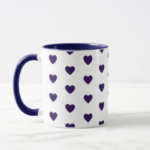 Hjärttryckt blått och vitt kaffe mugg