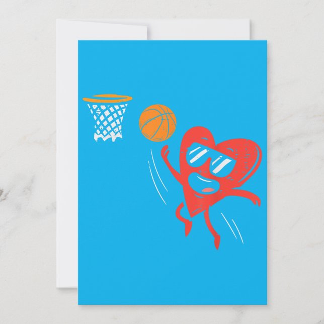 Hjärtuppspelning Basketball Cute Valentines day Sp Inbjudningar (Framsida)