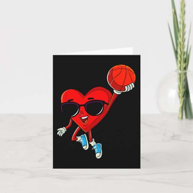 Hjärtuppspelning Basketball Cute Valentines day Sp Kort (Framsida)