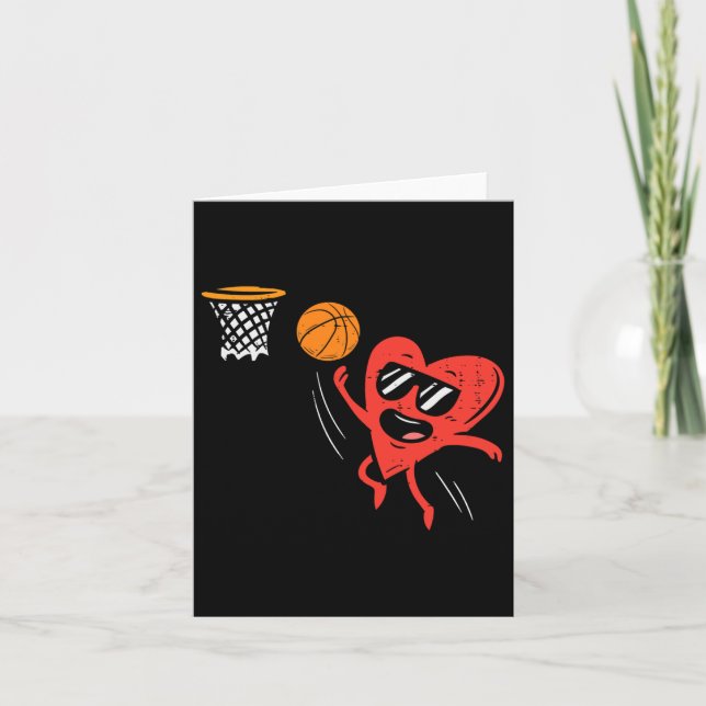 Hjärtuppspelning Basketball Cute Valentines day Sp Kort (Framsida)
