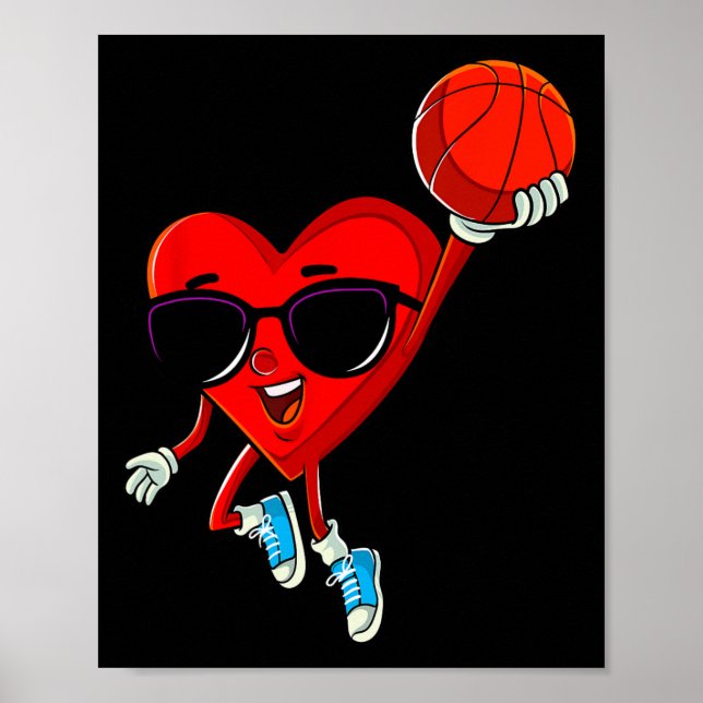 Hjärtuppspelning Basketball Cute Valentines day Sp Poster (Framsidan)