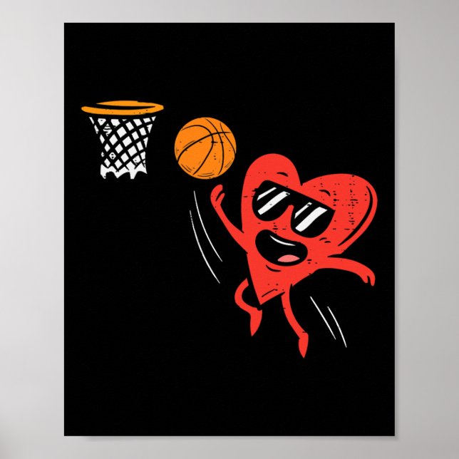 Hjärtuppspelning Basketball Cute Valentines day Sp Poster (Framsidan)